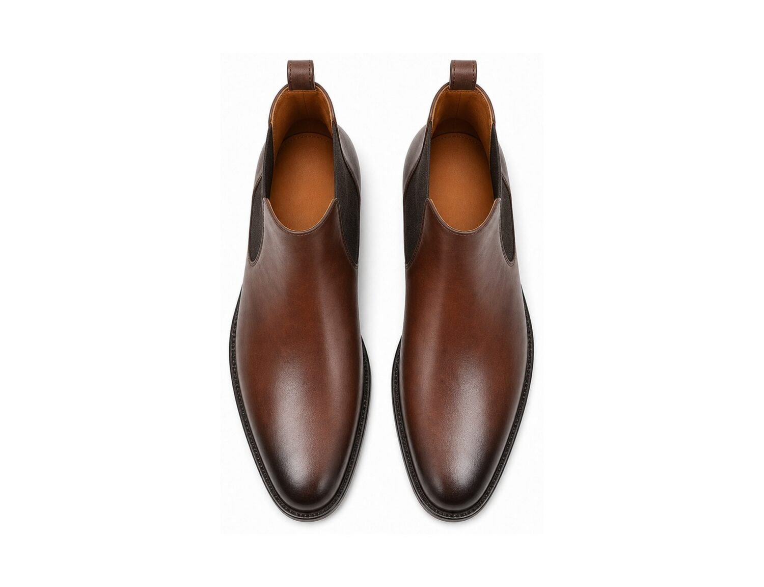 Aureldale Museum Brown Wholecut Chelsea Boot - White BG Top View Pair
