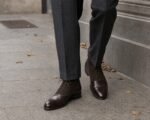 Balmorian Dark Brown Calf Suede Balmoral Dress Boot styled - lifestyle primary