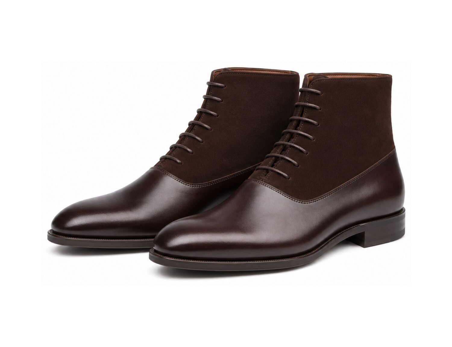 Balmorian Dark Brown Calf Suede Balmoral Dress Boot - White BG Pair