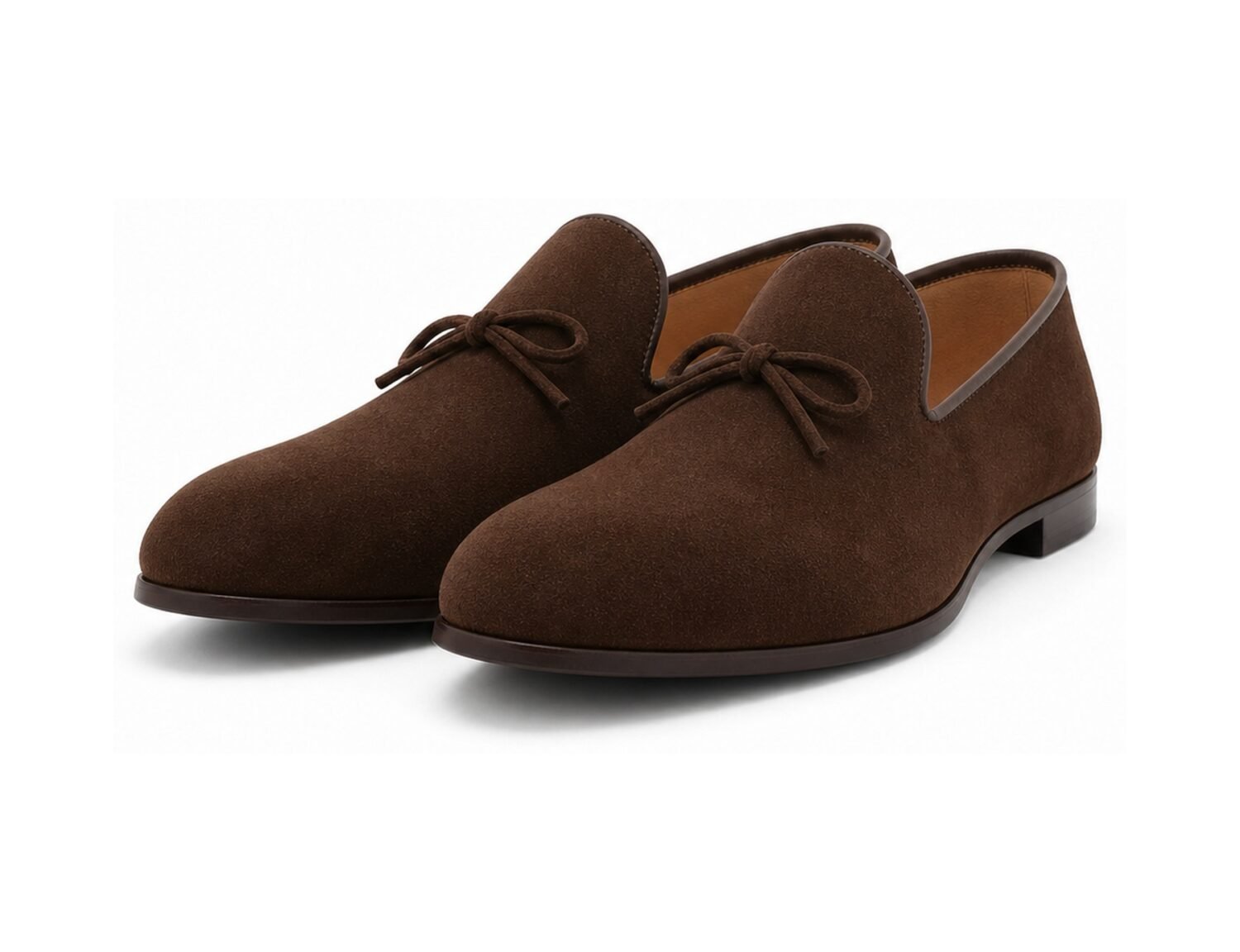 Bellamont Chocolate Suede Belgian Loafer - White BG Pair