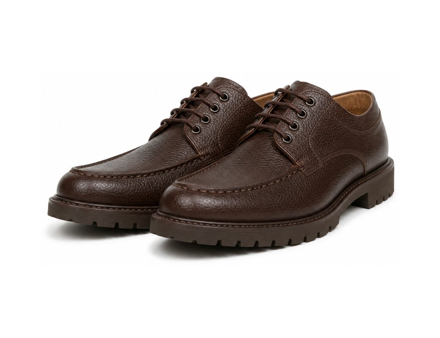 Brackenmere Dark Brown Grain Moc Toe Lug Derby - White BG Pair