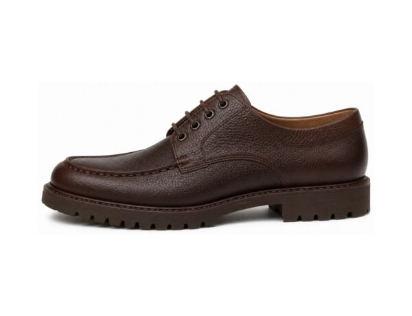 Brackenmere Dark Brown Grain Moc Toe Lug Derby - White BG Side Profile