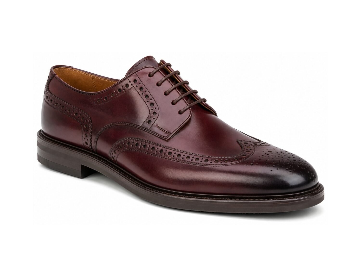 Calverdon Burgundy Calf Longwing Blucher - White BG 3-Quarter