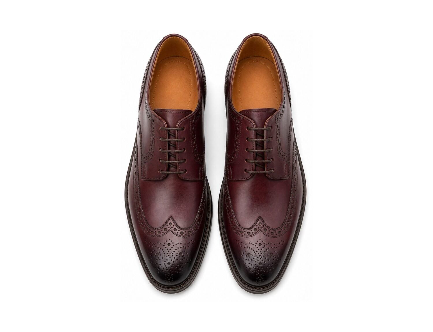 Calverdon Burgundy Calf Longwing Blucher - White BG Top View Pair