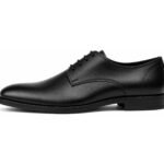 Citymere Black Plain-Toe City Derby - White BG Side Profile