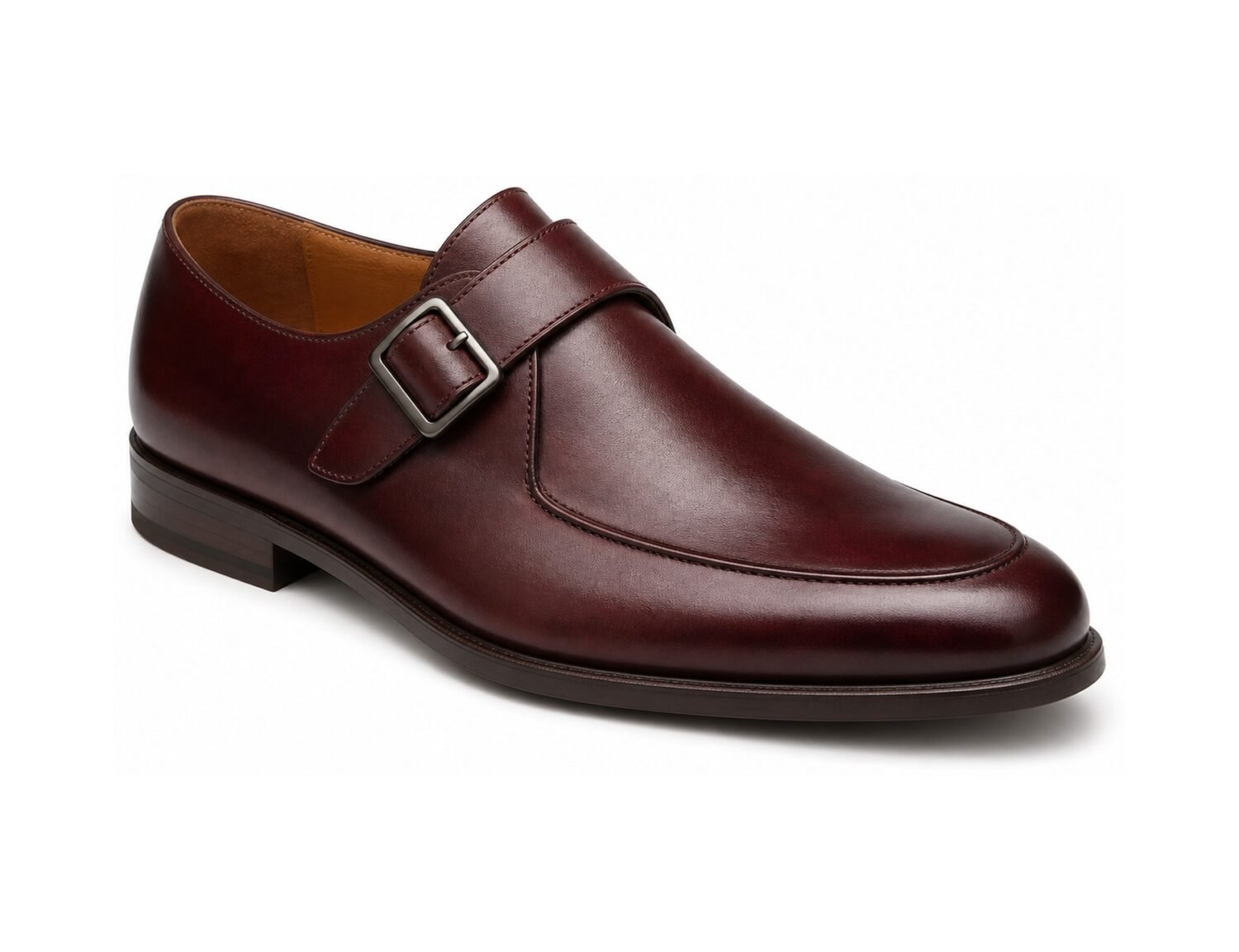 Claretto Burgundy Single Monk - White BG 3-Quarter