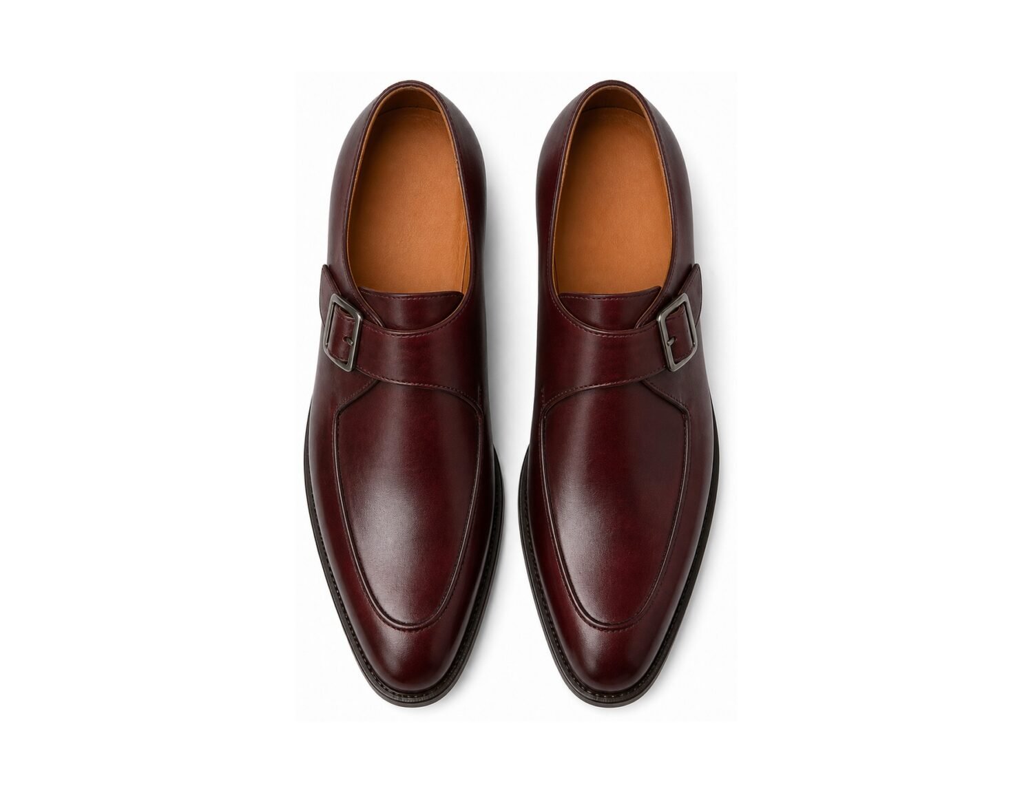 Claretto Burgundy Single Monk - White BG Top View Pair