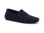 Coastwick Navy Suede Driving Loafer - White BG 3-Quarter