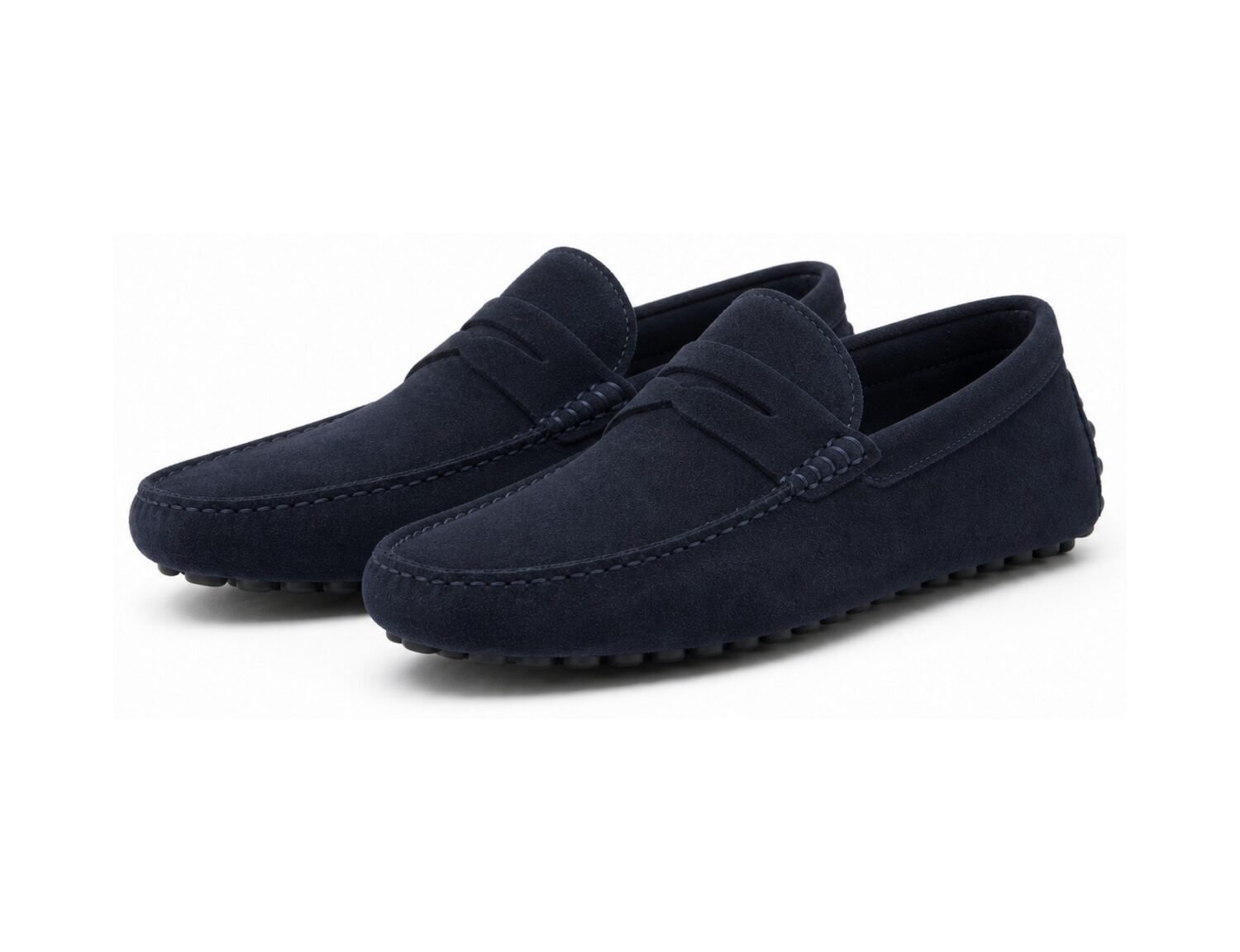 Coastwick Navy Suede Driving Loafer - White BG Pair
