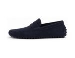 Coastwick Navy Suede Driving Loafer - White BG Side Profile