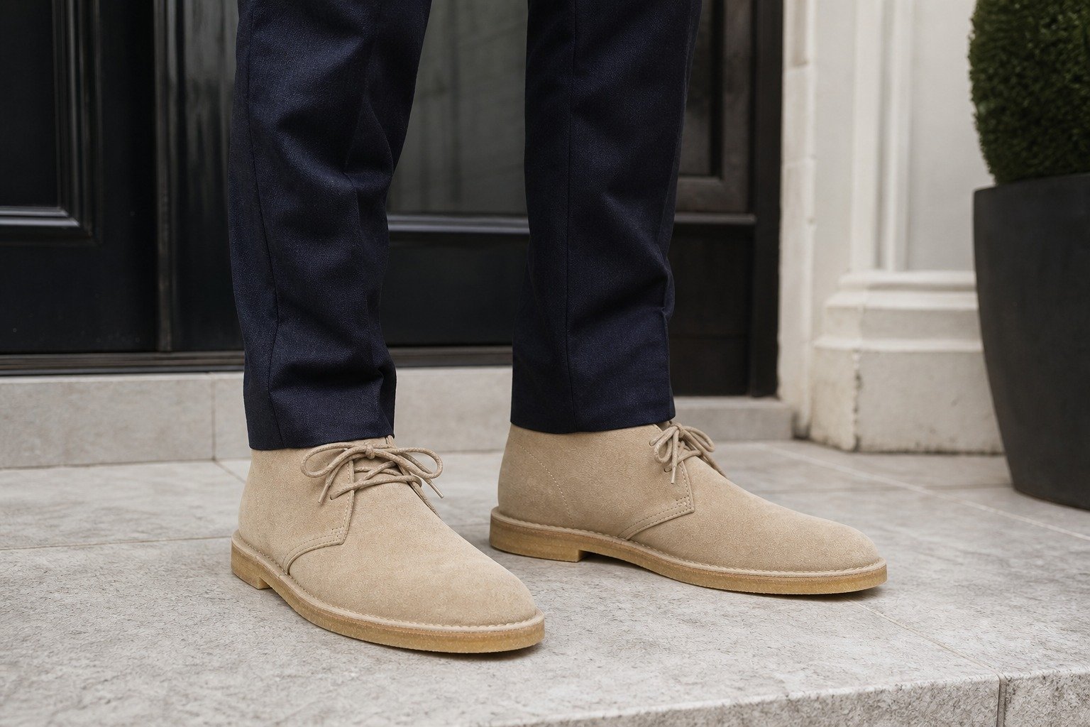 Dunewick Sand Suede Desert Boot styled, secondary view