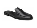 Ellermere Black Calf Backless Penny Loafer Mule - White BG 3-Quarter