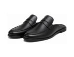 Ellermere Black Calf Backless Penny Loafer Mule - White BG Pair