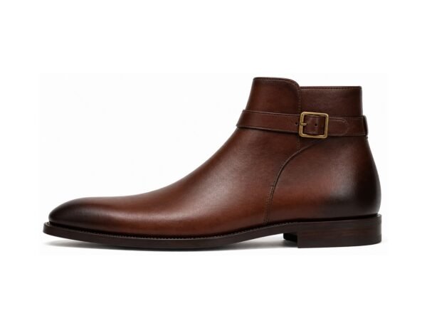 Evermont Museum Brown Jodhpur Boot - White BG Side Profile