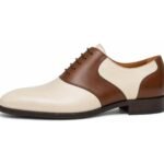 Fairwick Brown Cream Two-Tone Saddle Shoe - White BG Side Profile