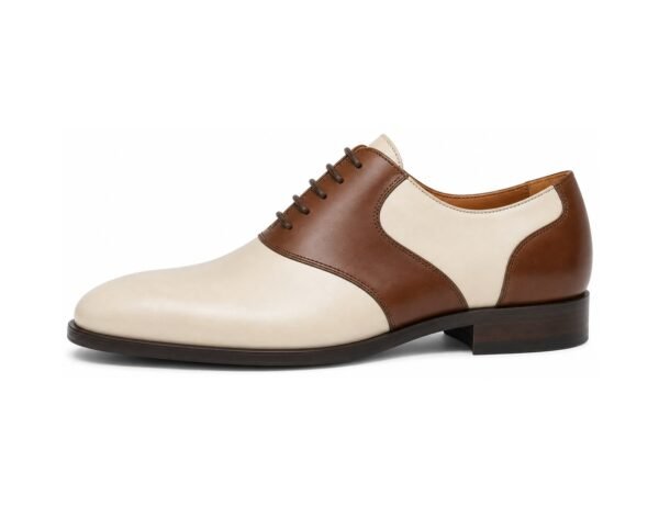 Fairwick Brown Cream Two-Tone Saddle Shoe - White BG Side Profile
