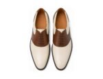 Fairwick Brown Cream Two-Tone Saddle Shoe - White BG Top View Pair