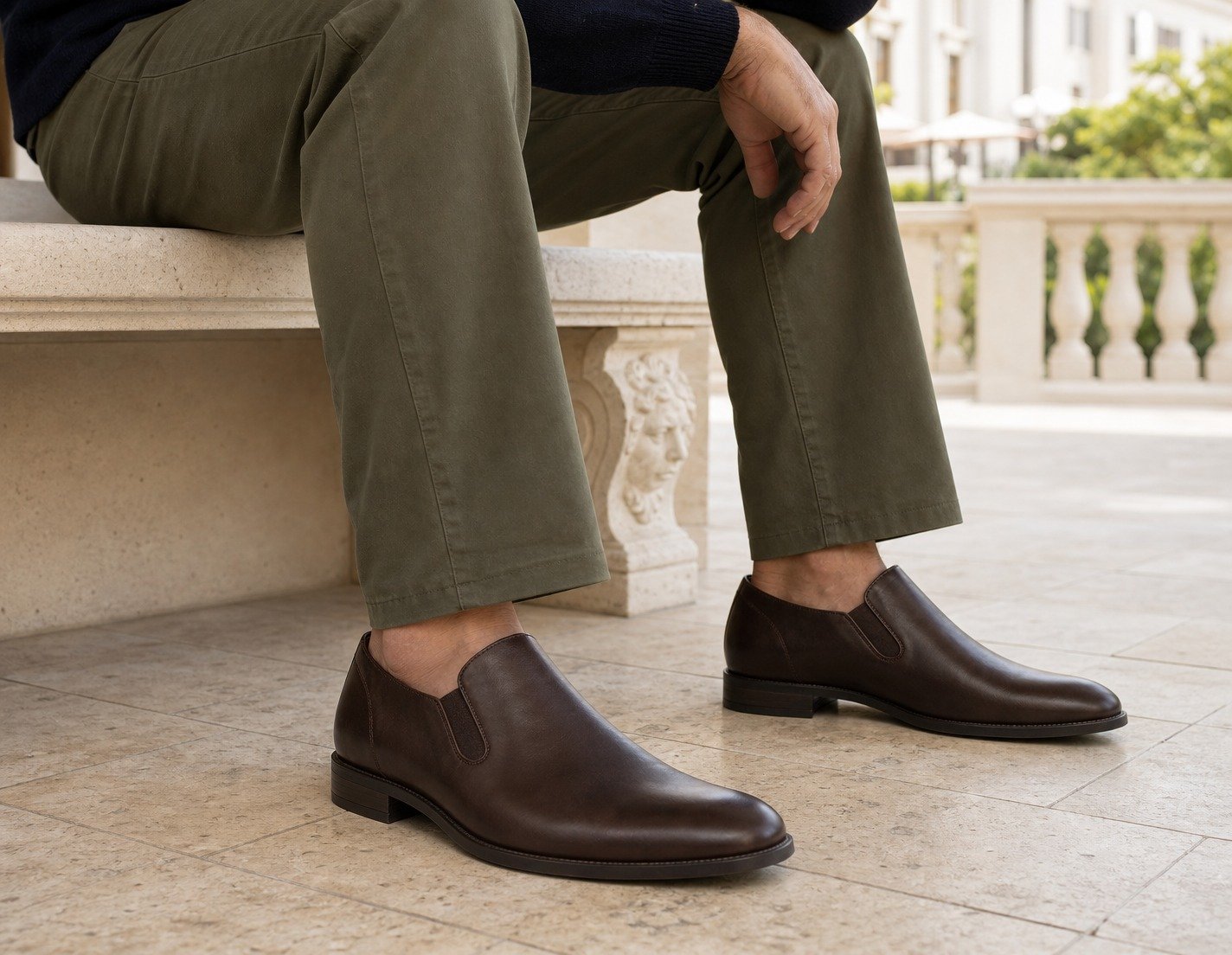 Graftmere Dark Brown Calf Side-Gusset Slip-On styled, secondary view