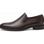 Graftmere Dark Brown Calf Side-Gusset Slip-On - White BG Side Profile
