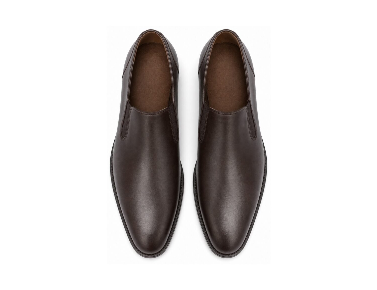 Graftmere Dark Brown Calf Side-Gusset Slip-On - White BG Top View Pair