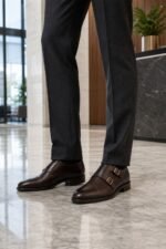 Grosmont Dark Brown Double Monk styled - lifestyle primary