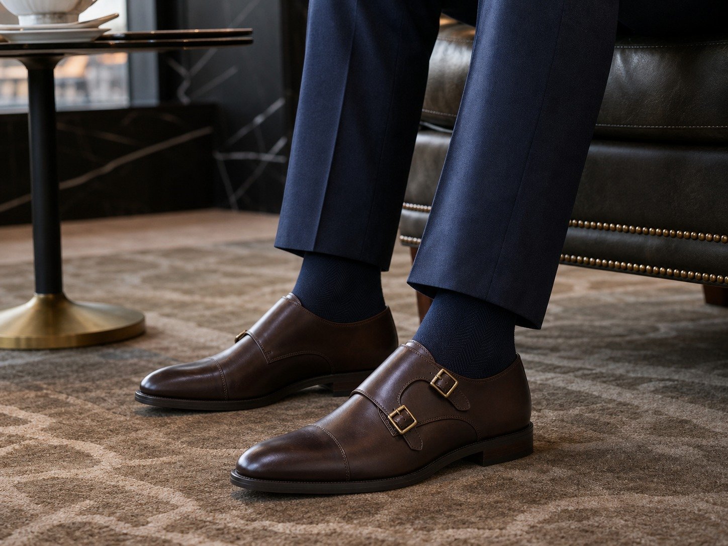 Grosmont Dark Brown Double Monk styled, secondary view