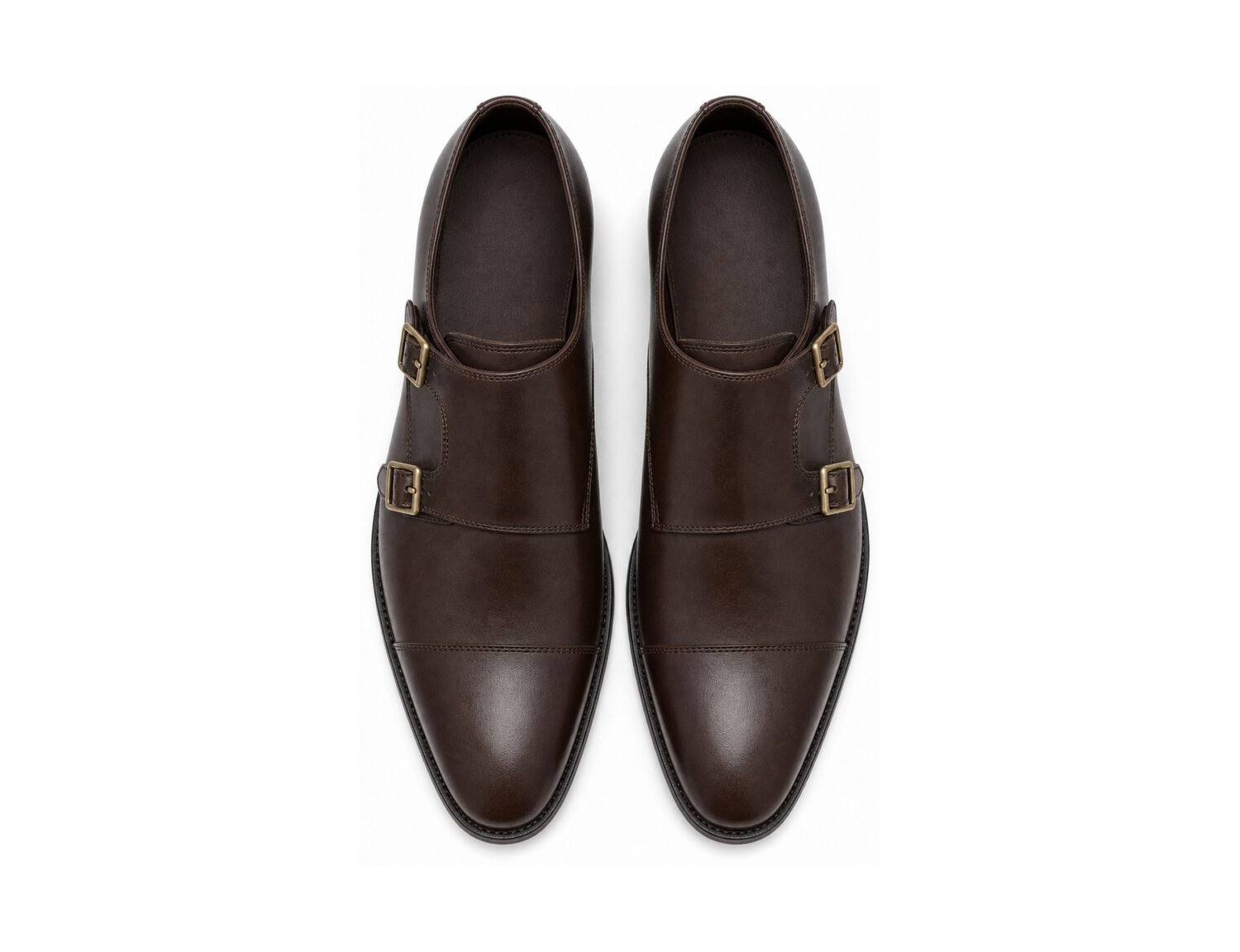 Grosmont Dark Brown Double Monk - White BG Top View Pair