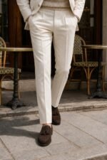 Hartwyne Dark Brown Suede Kiltie Tassel Loafer styled - lifestyle primary