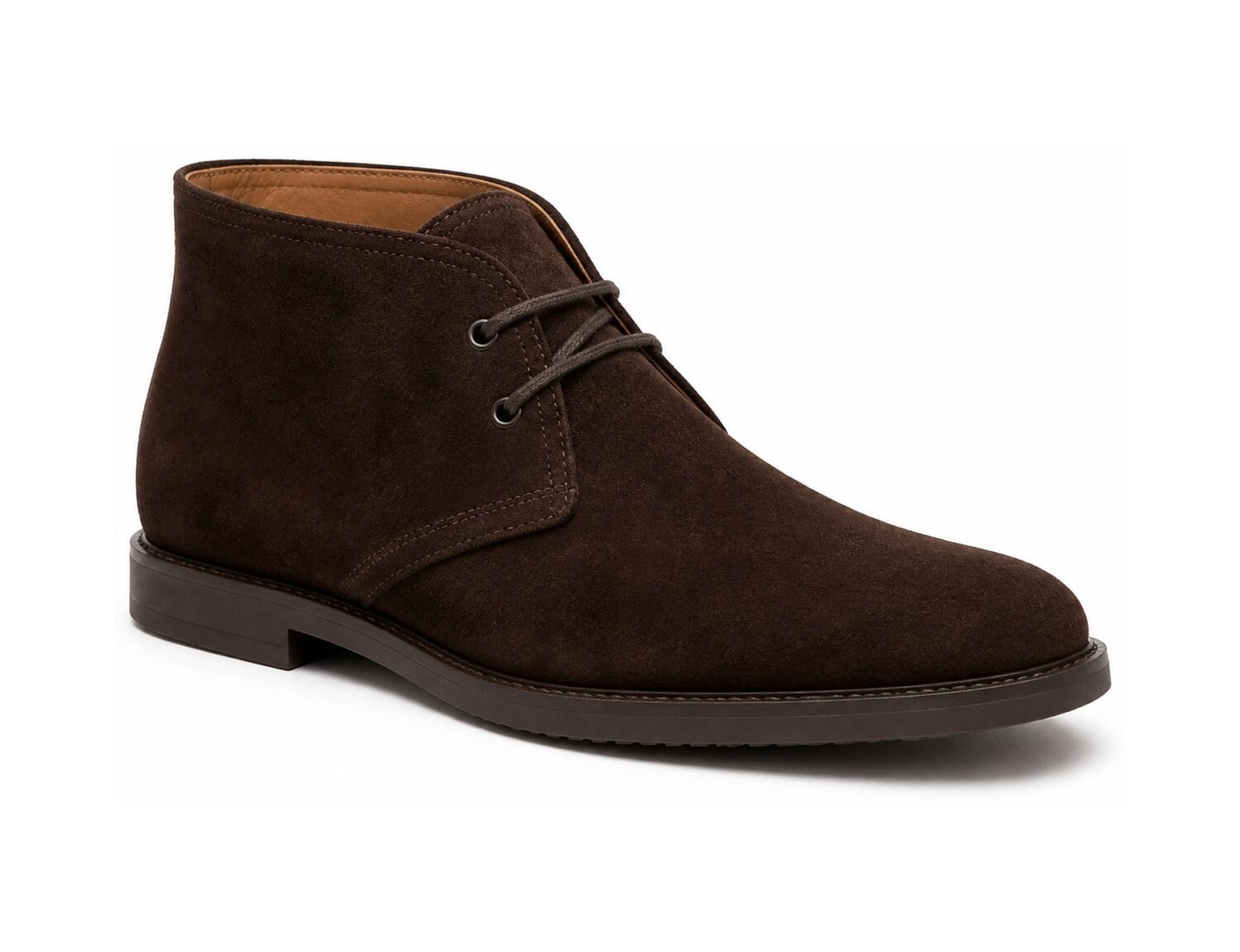 Heathford Dark Brown Suede Chukka Boot - White BG 3-Quarter