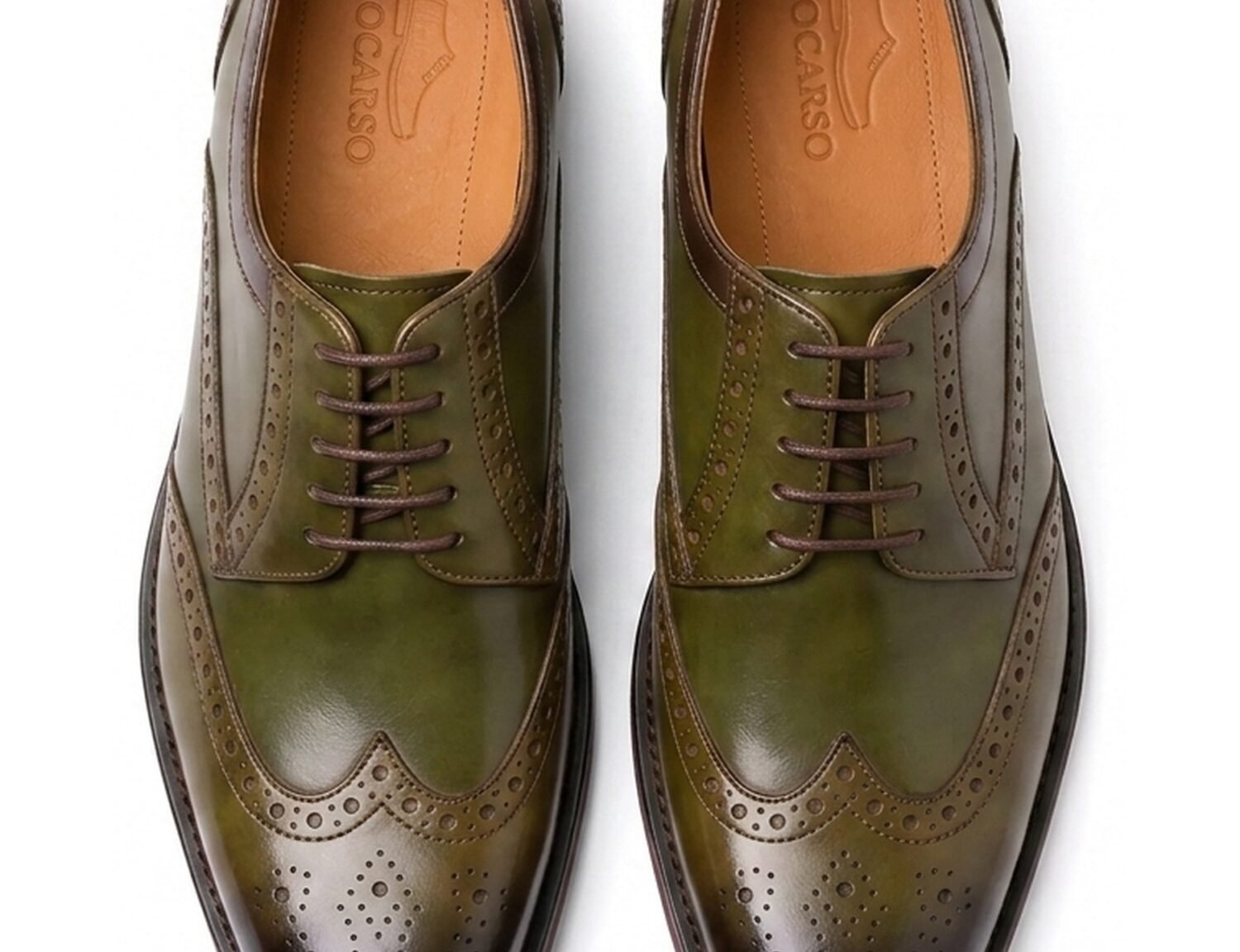 Kensington Olive Derby - White BG Top View