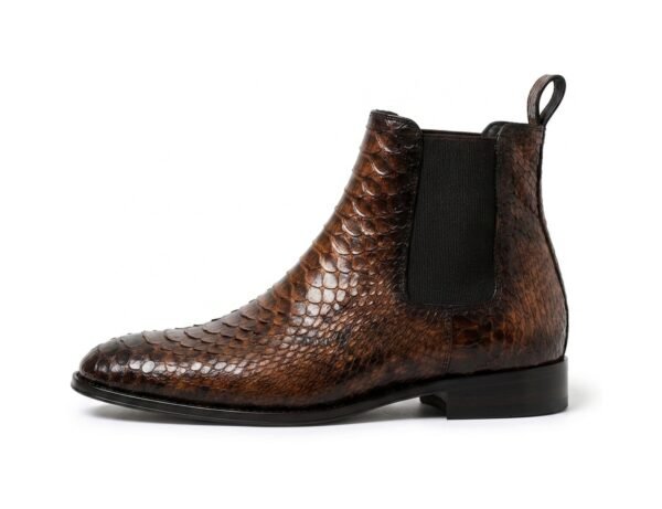 Kingshale Brown Exotic Chelsea Boot - White BG Side Profile