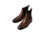 Kingshale Brown Exotic Chelsea Boot - White BG Top View Pair