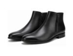 Kingsmere Black Calf Side-Zip Dress Boot - White BG Pair