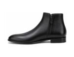 Kingsmere Black Calf Side-Zip Dress Boot - White BG Side Profile