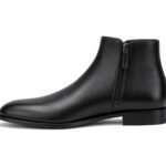 Kingsmere Black Calf Side-Zip Dress Boot - White BG Side Profile