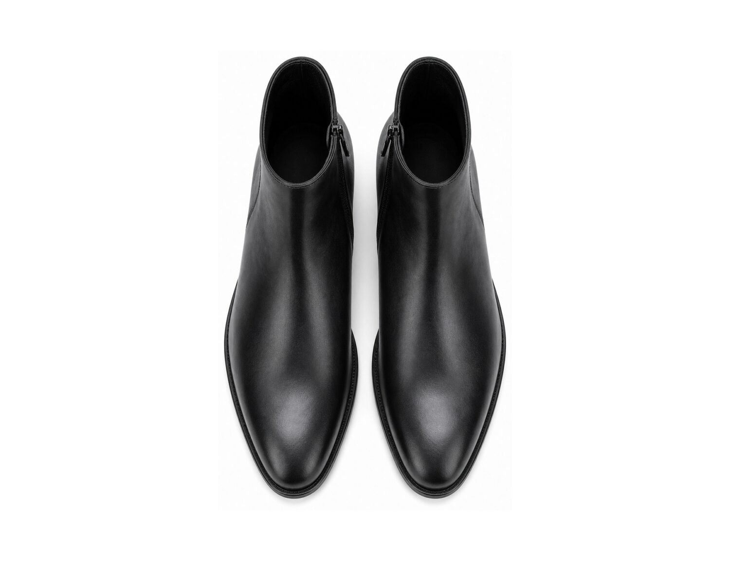 Kingsmere Black Calf Side-Zip Dress Boot - White BG Top View Pair