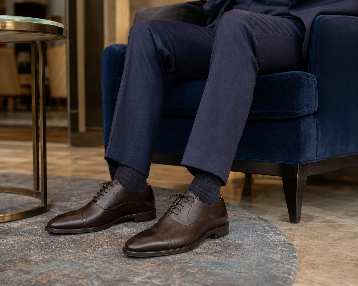 Langmere Dark Brown Quarter-Brogue Oxford styled, secondary view