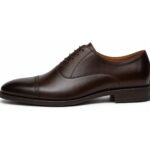 Langmere Dark Brown Quarter-Brogue Oxford - White BG Side Profile