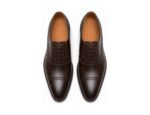 Langmere Dark Brown Quarter-Brogue Oxford - White BG Top View Pair