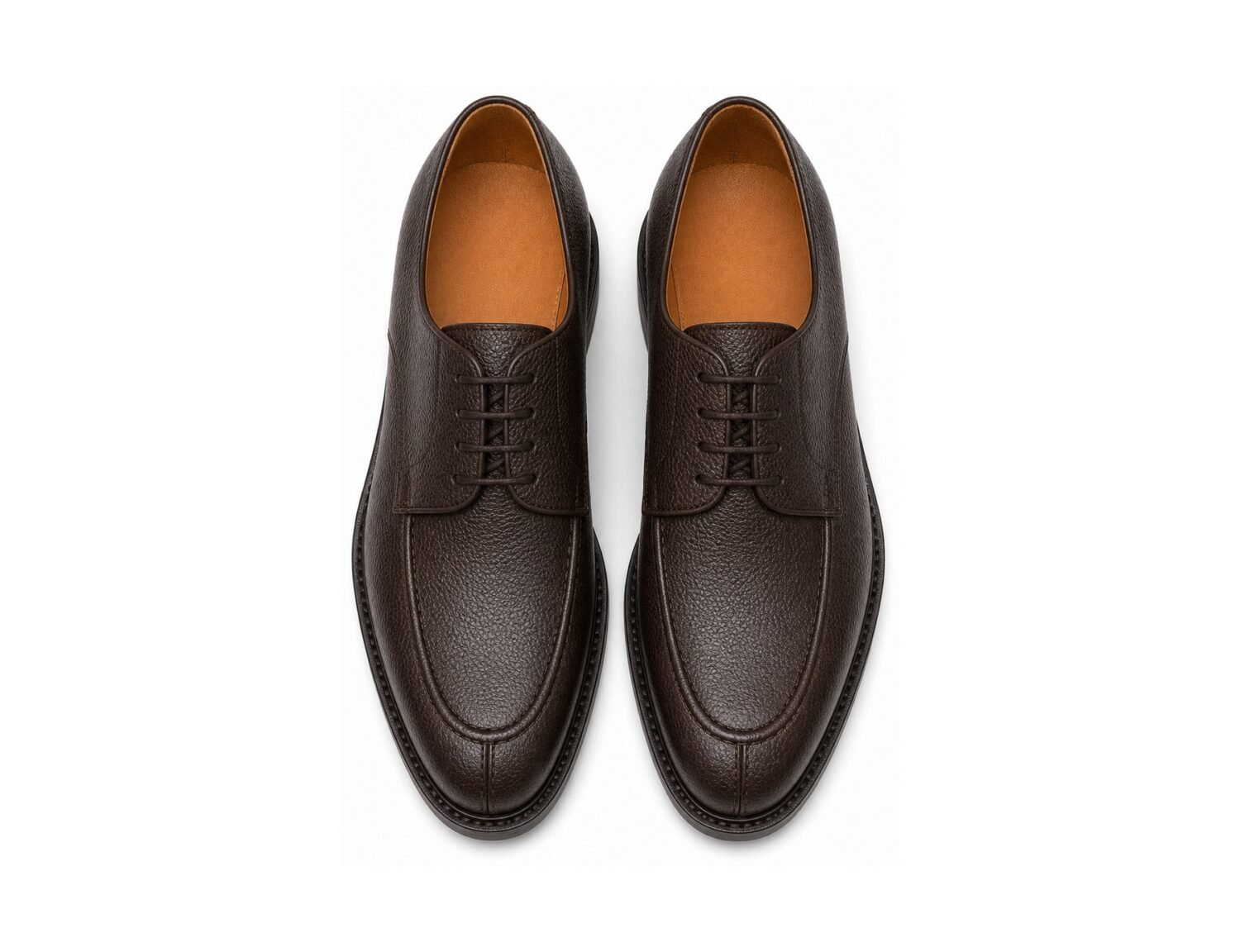 Northvale Dark Brown Grain Split-Toe Derby - White BG Top View Pair