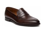 Pemberton Dark Brown Calf Penny Loafer - White BG 3-Quarter
