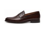Pemberton Dark Brown Calf Penny Loafer - White BG Side Profile