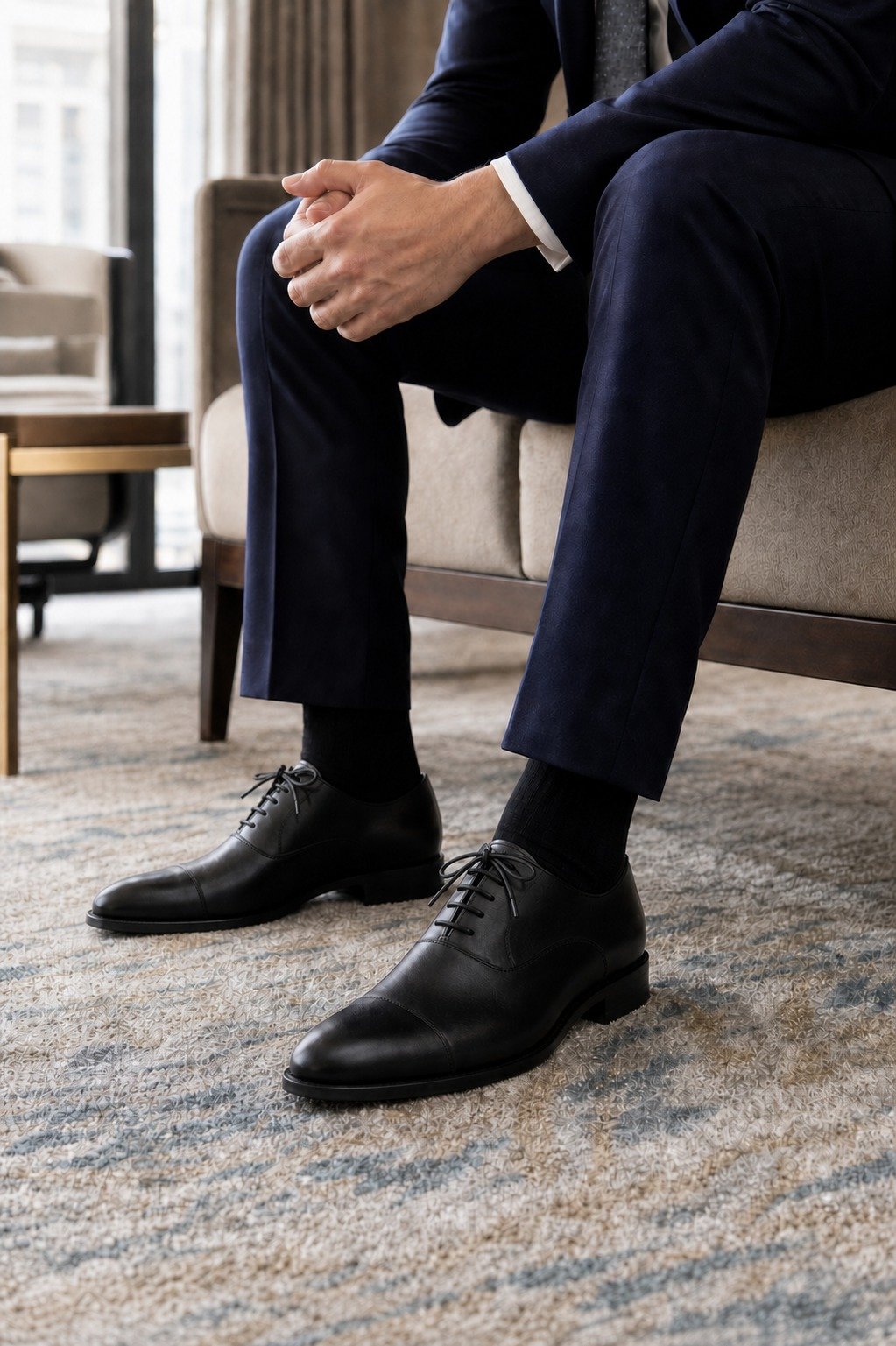 Regenton Black Cap-Toe Oxford styled, secondary view