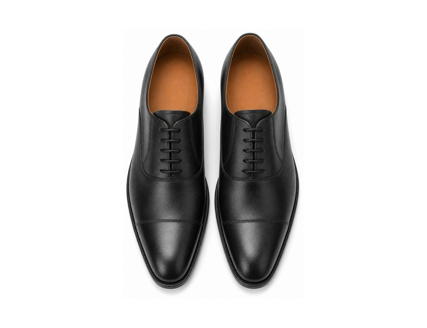 Regenton Black Cap-Toe Oxford - White BG Top View Pair