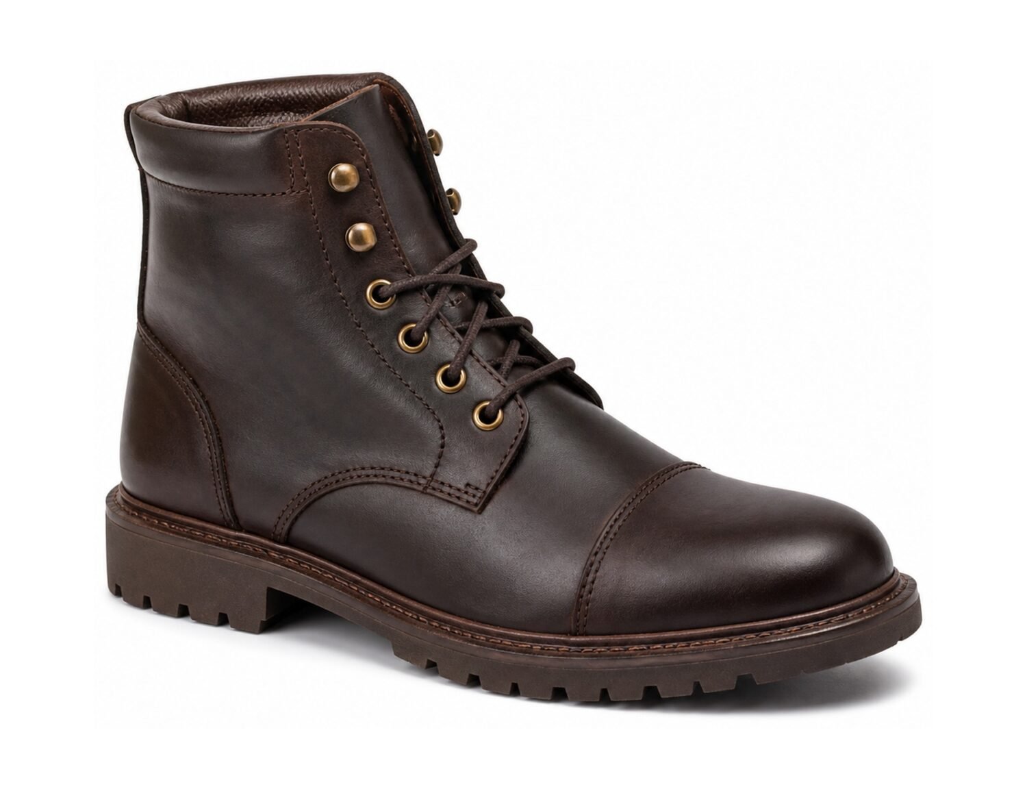 Rivermark Dark Brown Waxy Cap-Toe Service Boot - White BG 3-Quarter