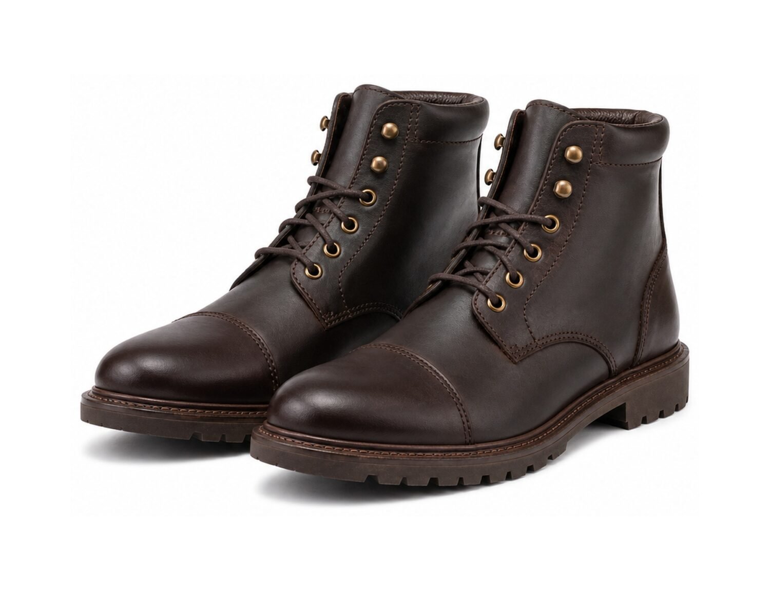 Rivermark Dark Brown Waxy Cap-Toe Service Boot - White BG Pair