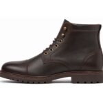 Rivermark Dark Brown Waxy Cap-Toe Service Boot - White BG Side Profile