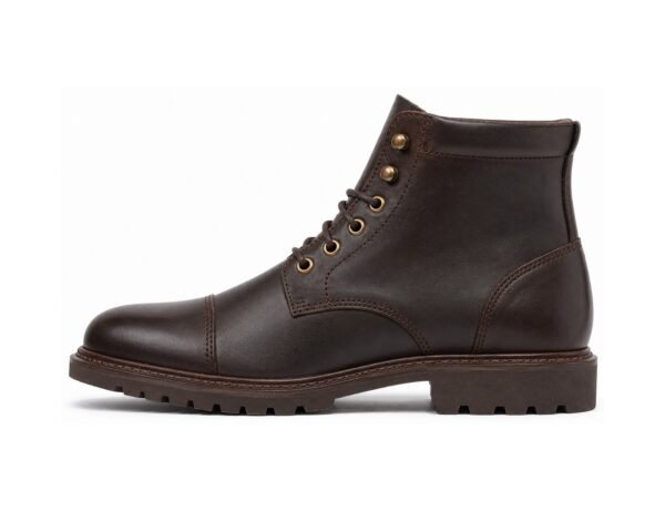Rivermark Dark Brown Waxy Cap-Toe Service Boot - White BG Side Profile