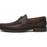 Seaborne Dark Brown Grain Modern Boat Shoe - White BG Side Profile
