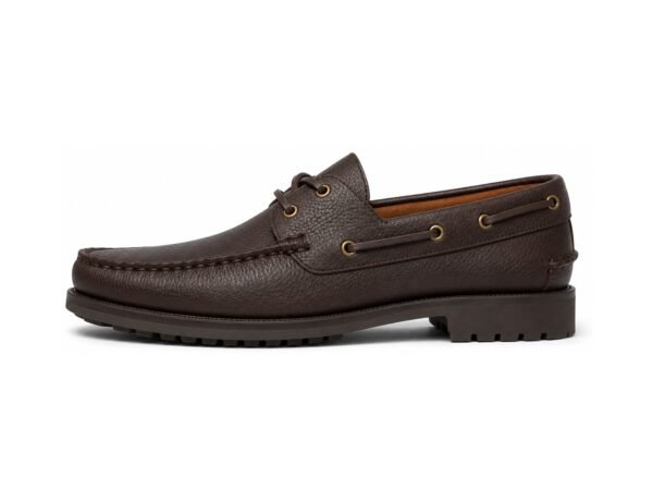Seaborne Dark Brown Grain Modern Boat Shoe - White BG Side Profile